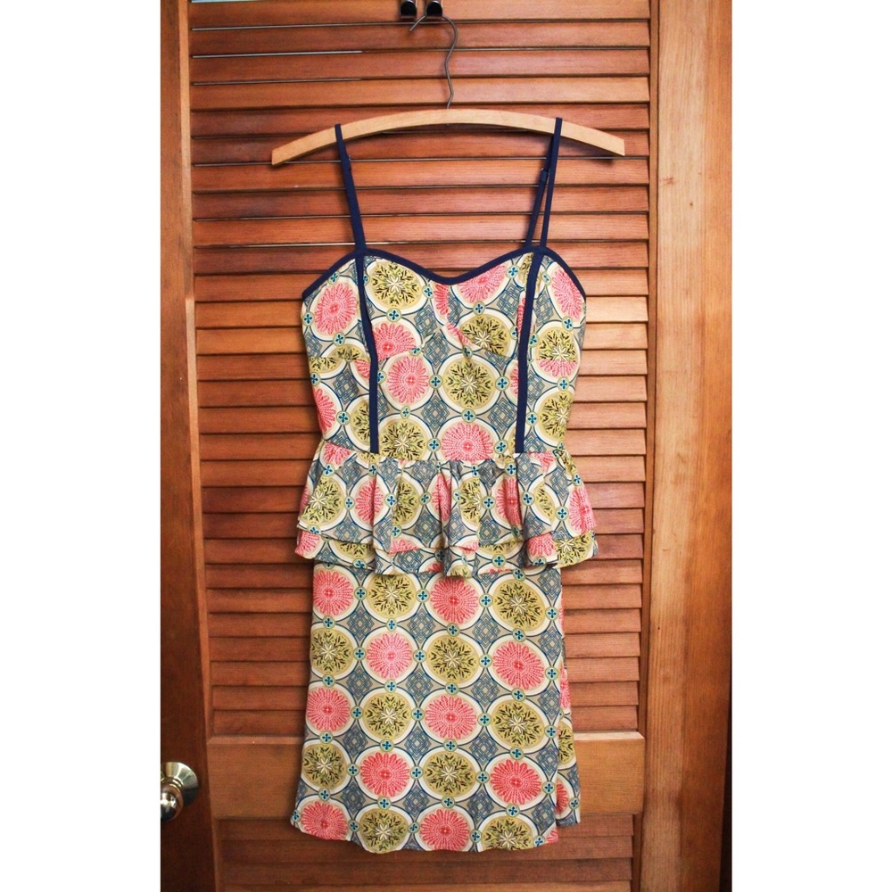Retro Dress XS Small, Peplum Dress Small Pattern Dress Casual Dress Summer Dress